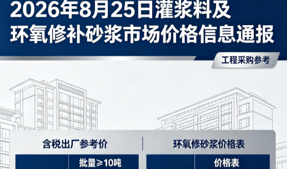 佛子山镇2026年8月25日灌浆料及环氧修补砂浆市场价格信息通报